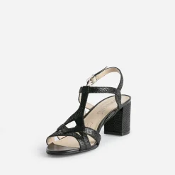 Caprice Sandales^Sandale e en cuir velours effet python NOIR