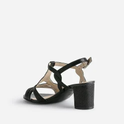 Caprice Sandales^Sandale e en cuir velours effet python NOIR