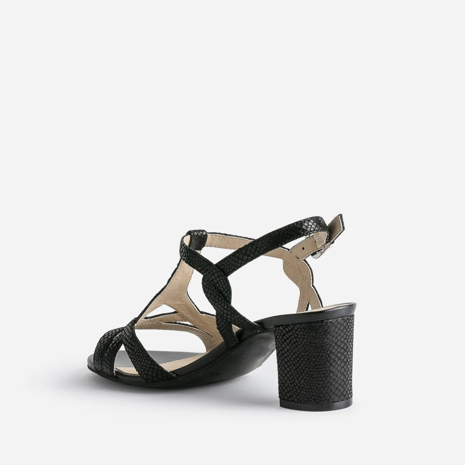Caprice Sandales^Sandale e en cuir velours effet python NOIR