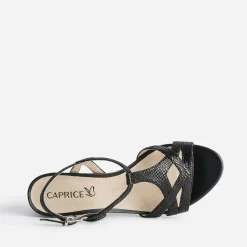 Caprice Sandales^Sandale e en cuir velours effet python NOIR