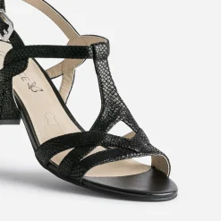 Caprice Sandales^Sandale e en cuir velours effet python NOIR