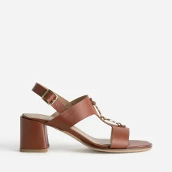 Eram Sandales^Sandale cuir détail bijou COGNAC