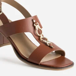 Eram Sandales^Sandale cuir détail bijou COGNAC