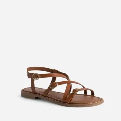 Eram Sandales^Sandale cuir multi brides COGNAC