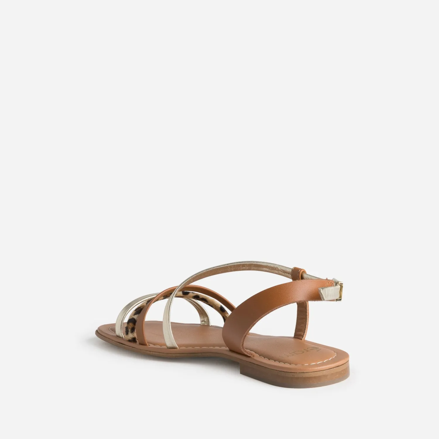 Eram Sandales^Sandale , doré, motif léopard cuir COGNAC