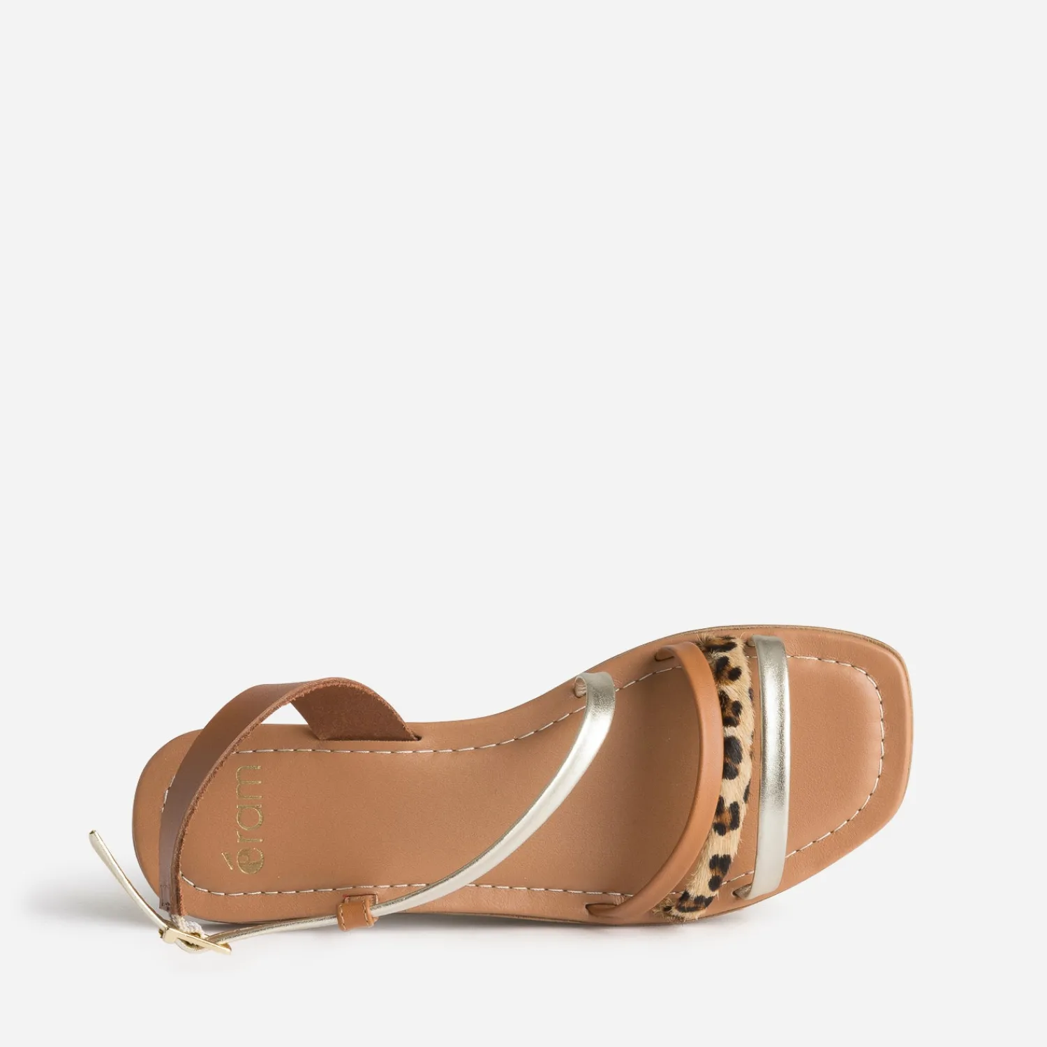 Eram Sandales^Sandale , doré, motif léopard cuir COGNAC