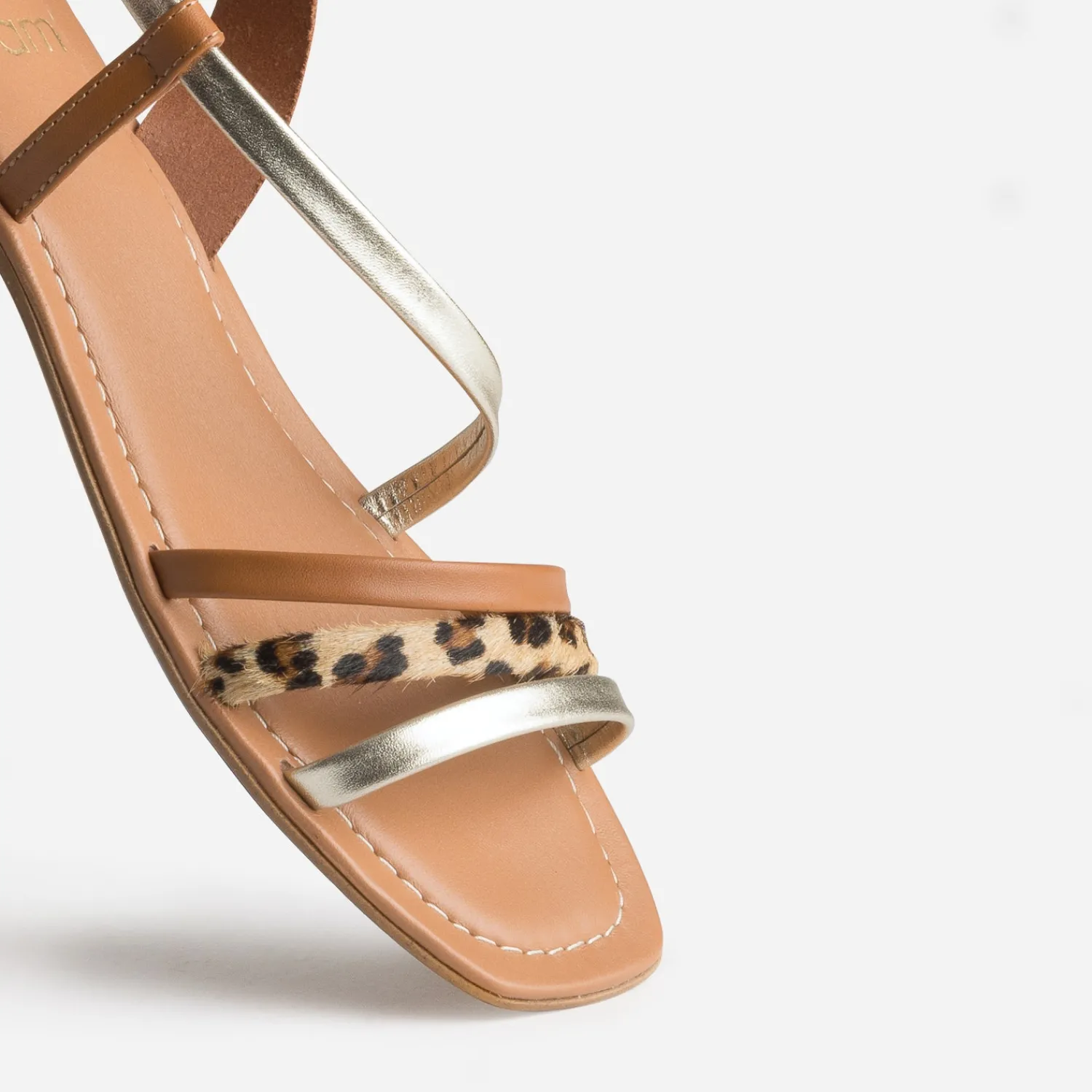 Eram Sandales^Sandale , doré, motif léopard cuir COGNAC