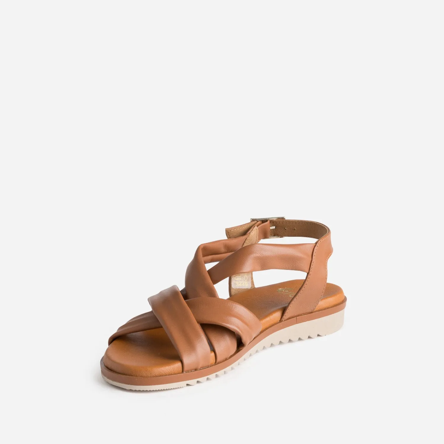 Eram Sandales^Sandale cognac en cuir souple éco-conçu CAMEL
