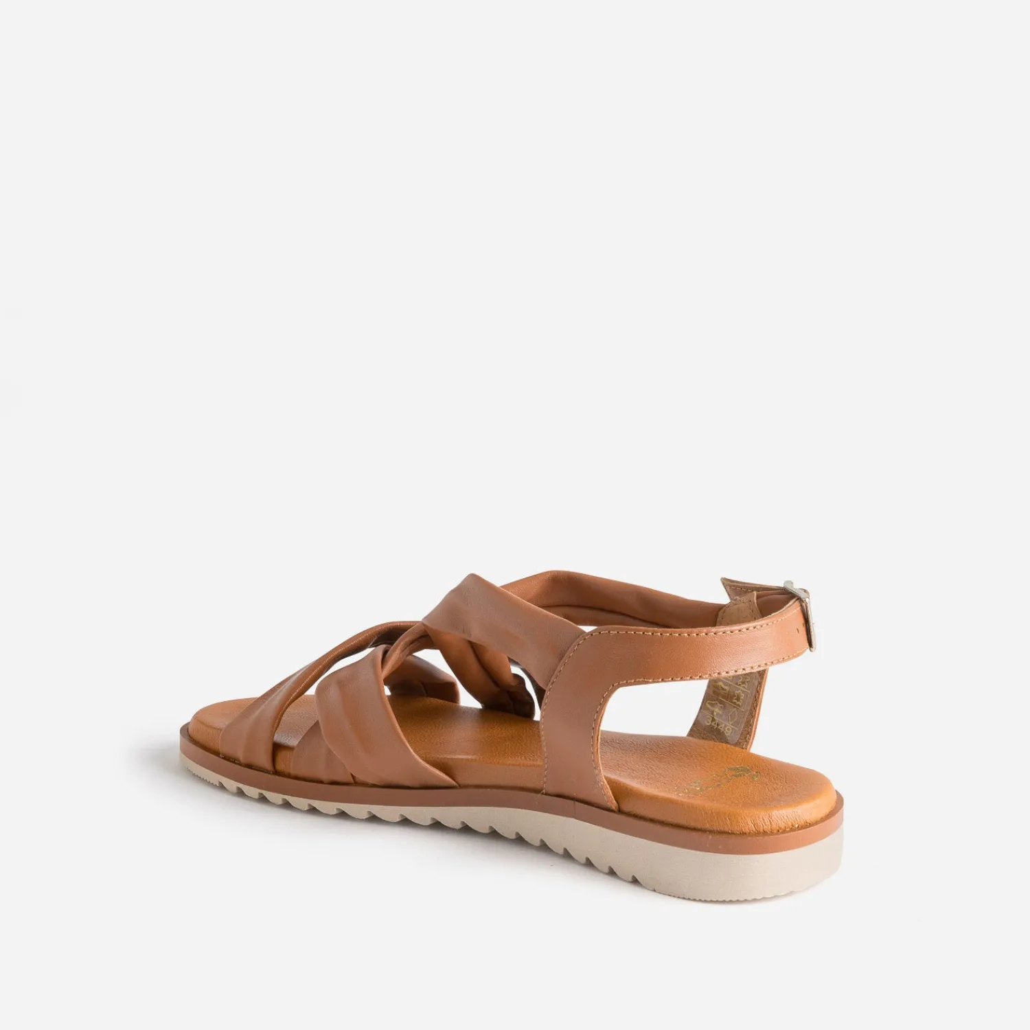 Eram Sandales^Sandale cognac en cuir souple éco-conçu CAMEL