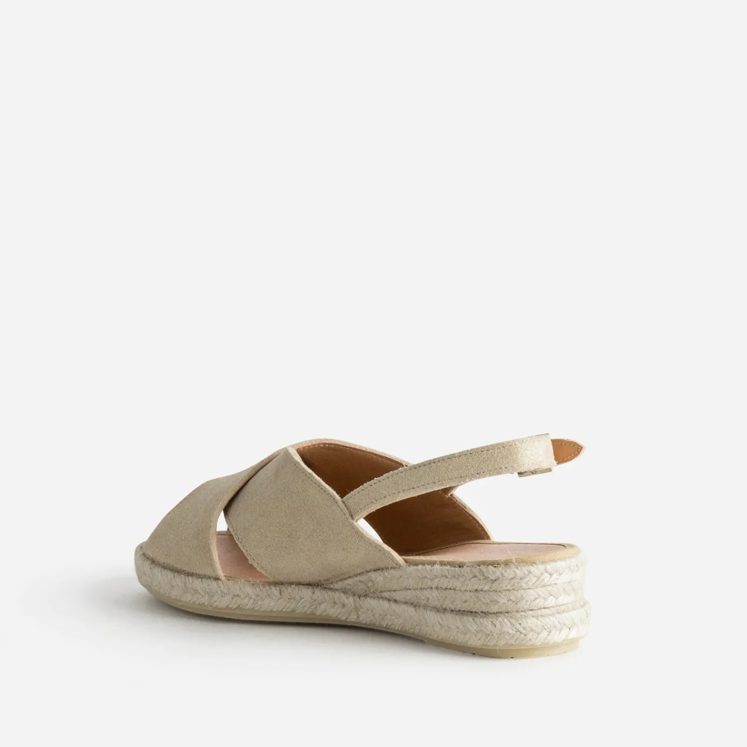 Eram Sandales^Sandale compensée doré cuir velours BEIGE