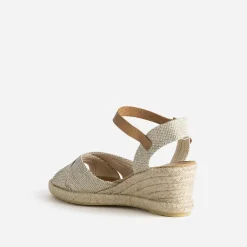 Eram Espadrilles|Sandales^Sandale compensée pailleté or éco-conçu BEIGE