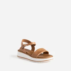 Buggy Sandales^Sandale compensée en cuir MARRON CLAIR