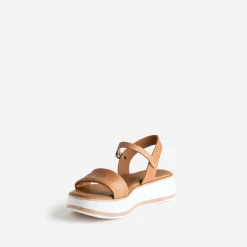 Buggy Sandales^Sandale compensée en cuir MARRON CLAIR