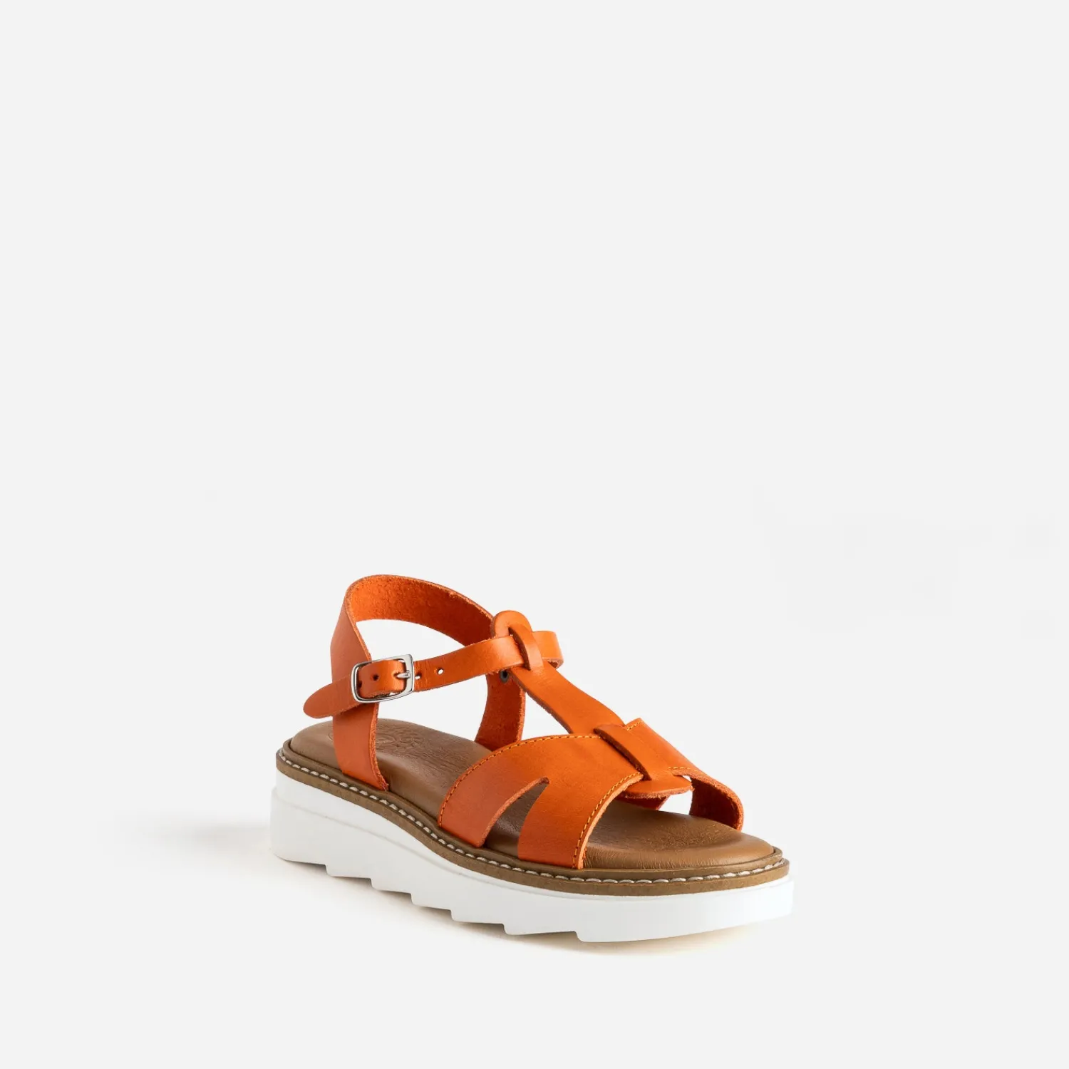 Buggy Sandales^Sandale compensée en cuir ORANGE