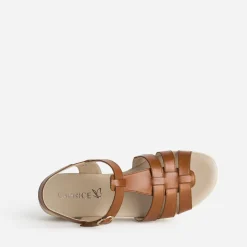 Caprice Sandales^Sandale compensée cuir COGNAC