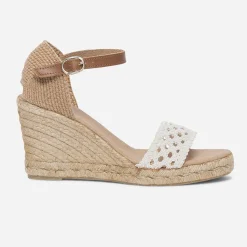 Eram Sandales^Sandale compensée écrue à bride tressée BEIGE