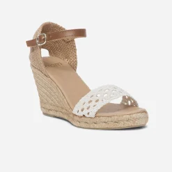 Eram Sandales^Sandale compensée écrue à bride tressée BEIGE