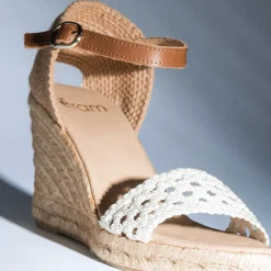 Eram Sandales^Sandale compensée écrue à bride tressée BEIGE
