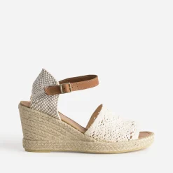 Eram Sandales^Sandale compensée écrue façon macramé BEIGE