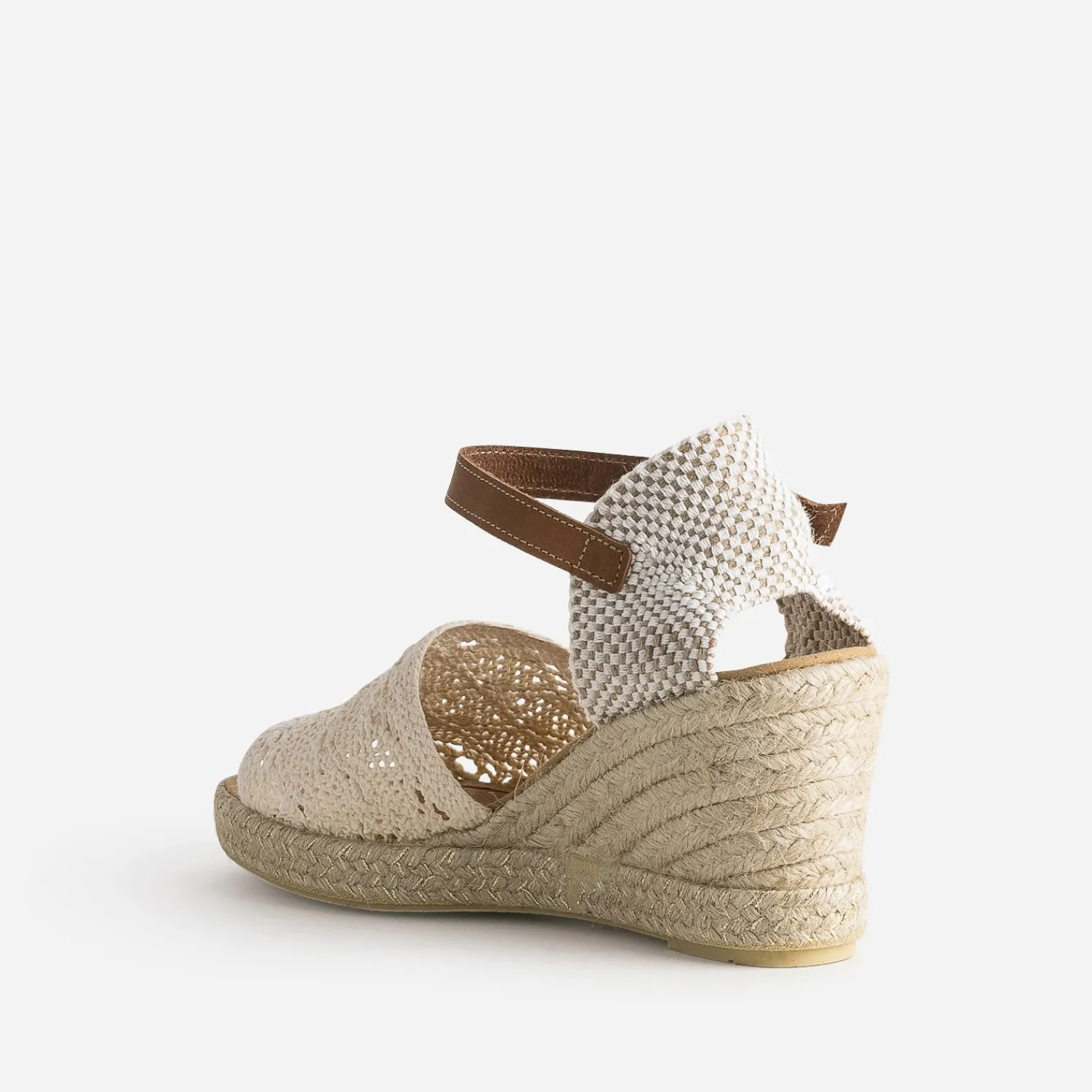 Eram Sandales^Sandale compensée écrue façon macramé BEIGE