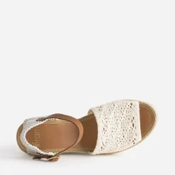 Eram Sandales^Sandale compensée écrue façon macramé BEIGE
