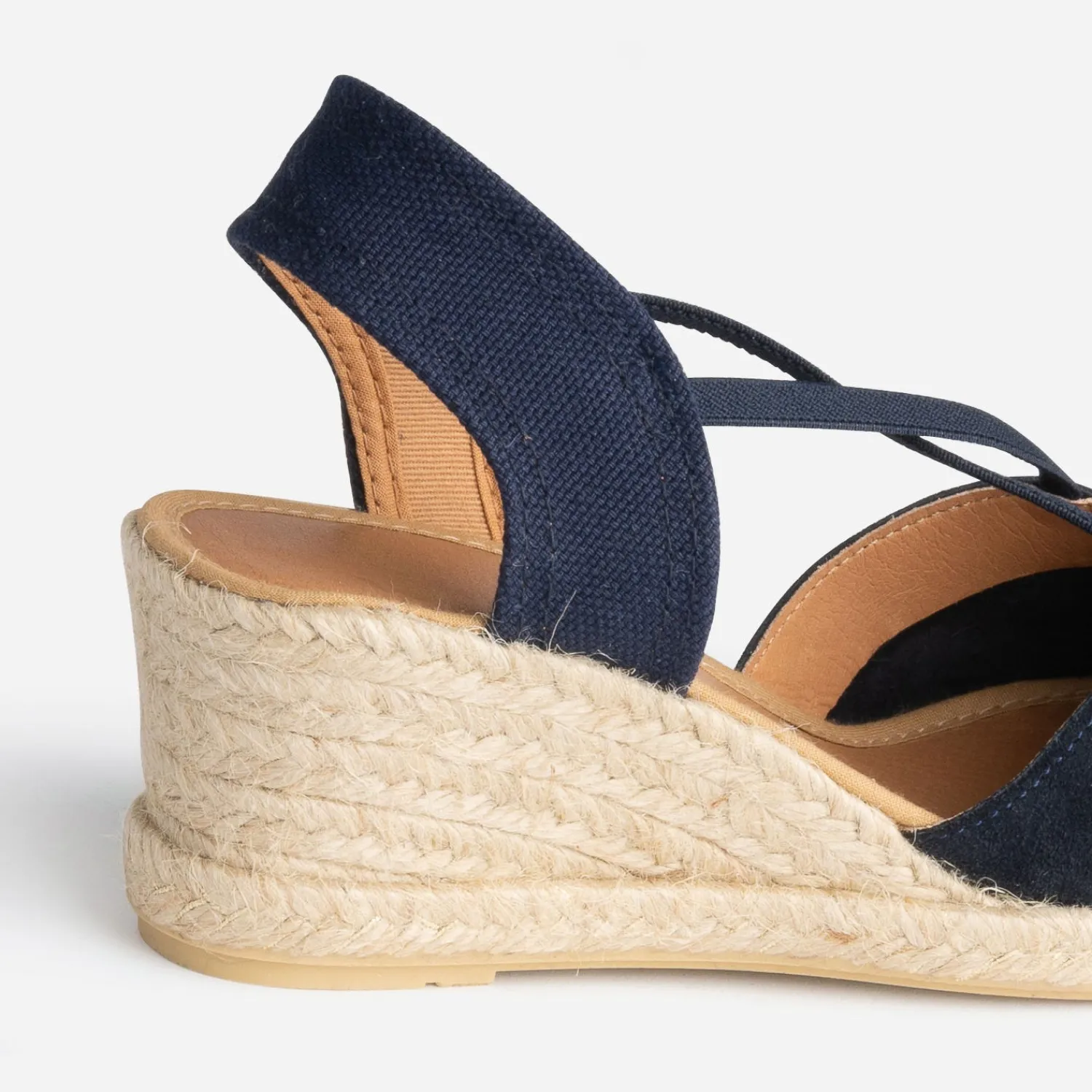 Eram Sandales^Sandale compensée cuir velours éco-conçu MARINE