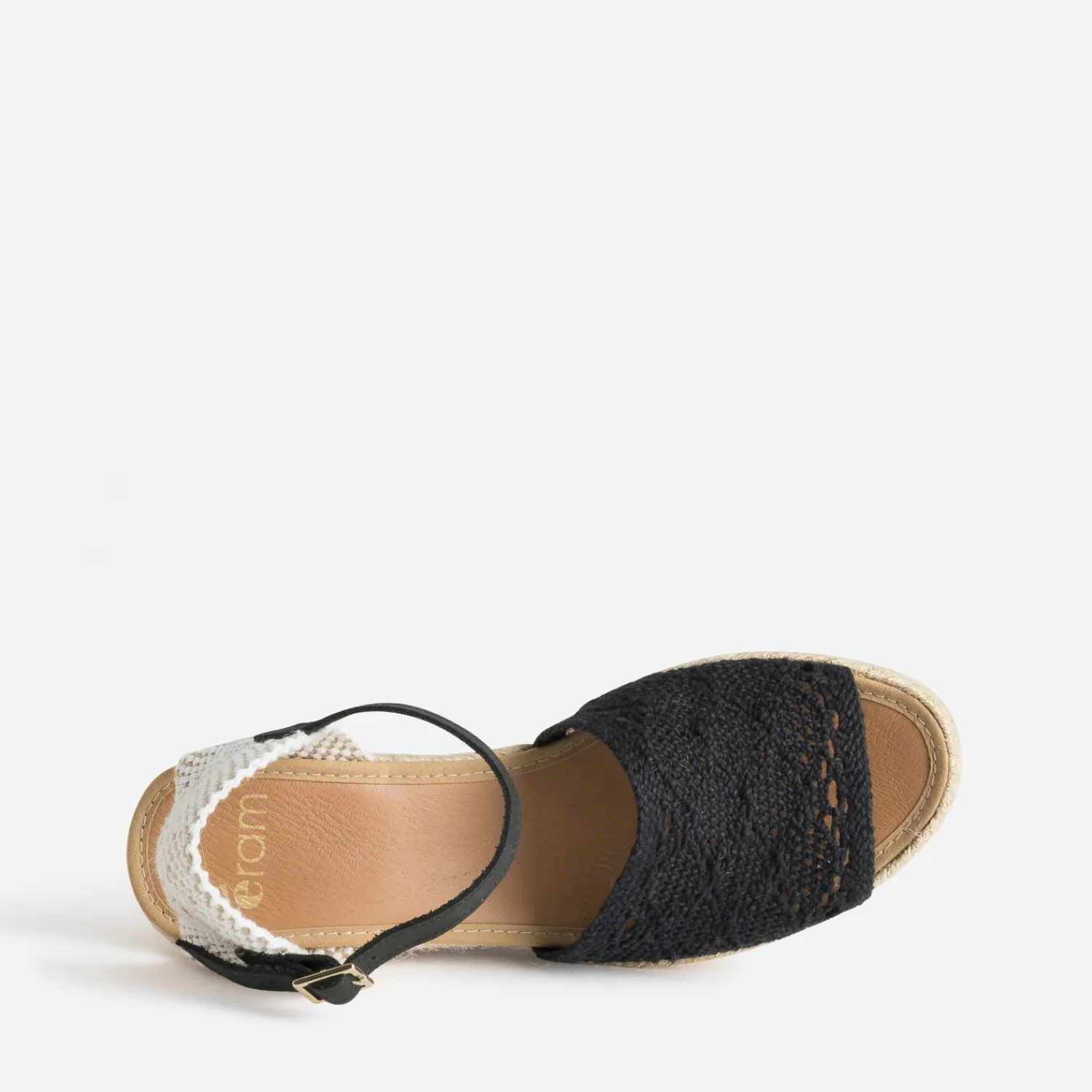 Eram Sandales^Sandale compensée e façon macramé NOIR