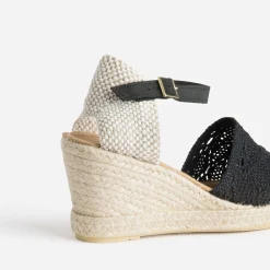 Eram Sandales^Sandale compensée e façon macramé NOIR