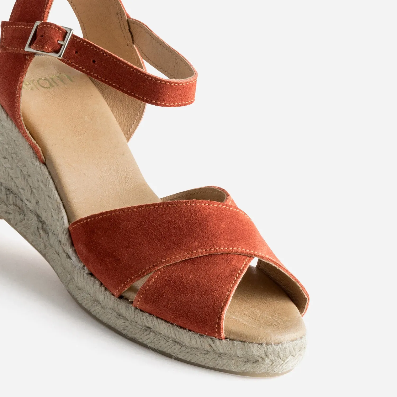 Eram Sandales^Sandale compensée cuir velours ORANGE