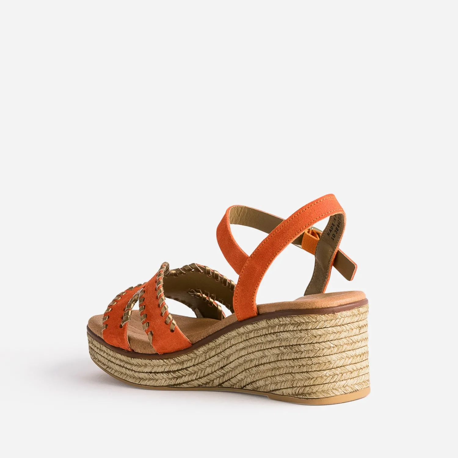 Eram Espadrilles|Sandales^Sandale compensée cuir velours tressé doré ORANGE
