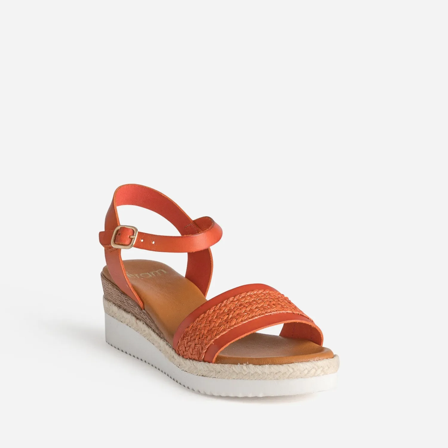 Eram Sandales^Sandale compensée cuir et tressage ORANGE