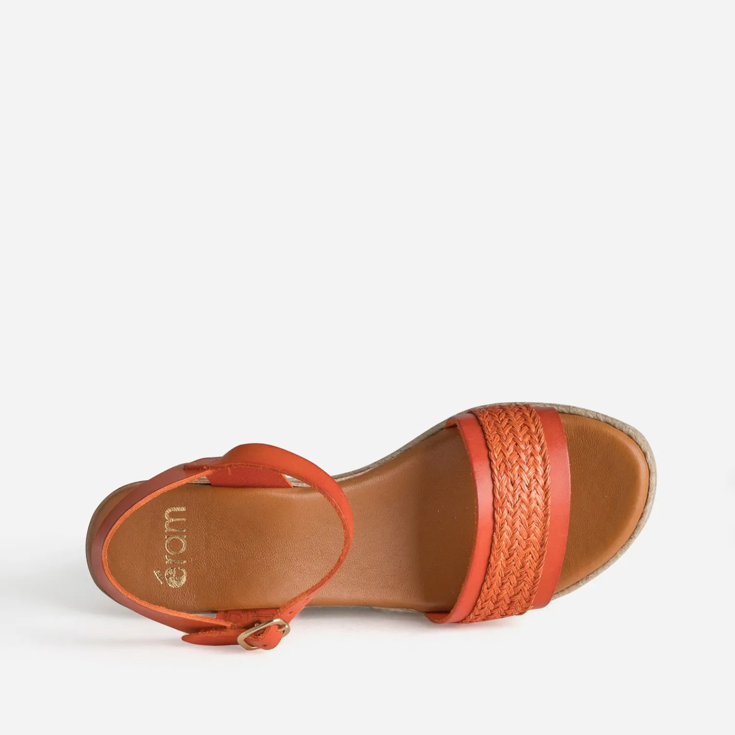 Eram Sandales^Sandale compensée cuir et tressage ORANGE