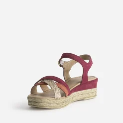 Eram Sandales^Sandale compensée prune en cuir velours MULTICOLORE