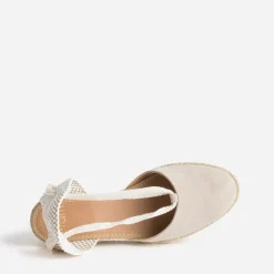 Eram Sandales^Sandale compensée cuir velours éco-conçu TAUPE