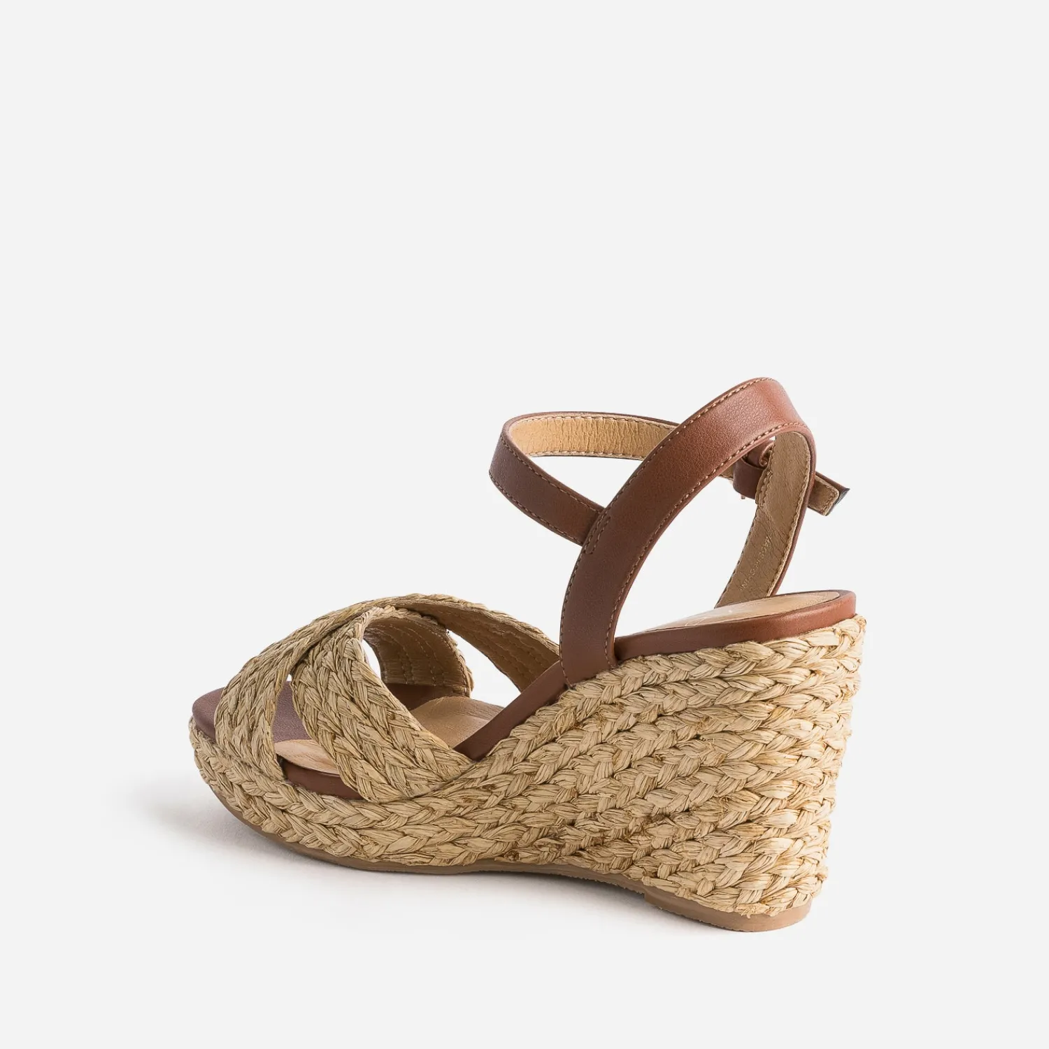 Texto Sandales^Sandale compensée effet raphia CAMEL