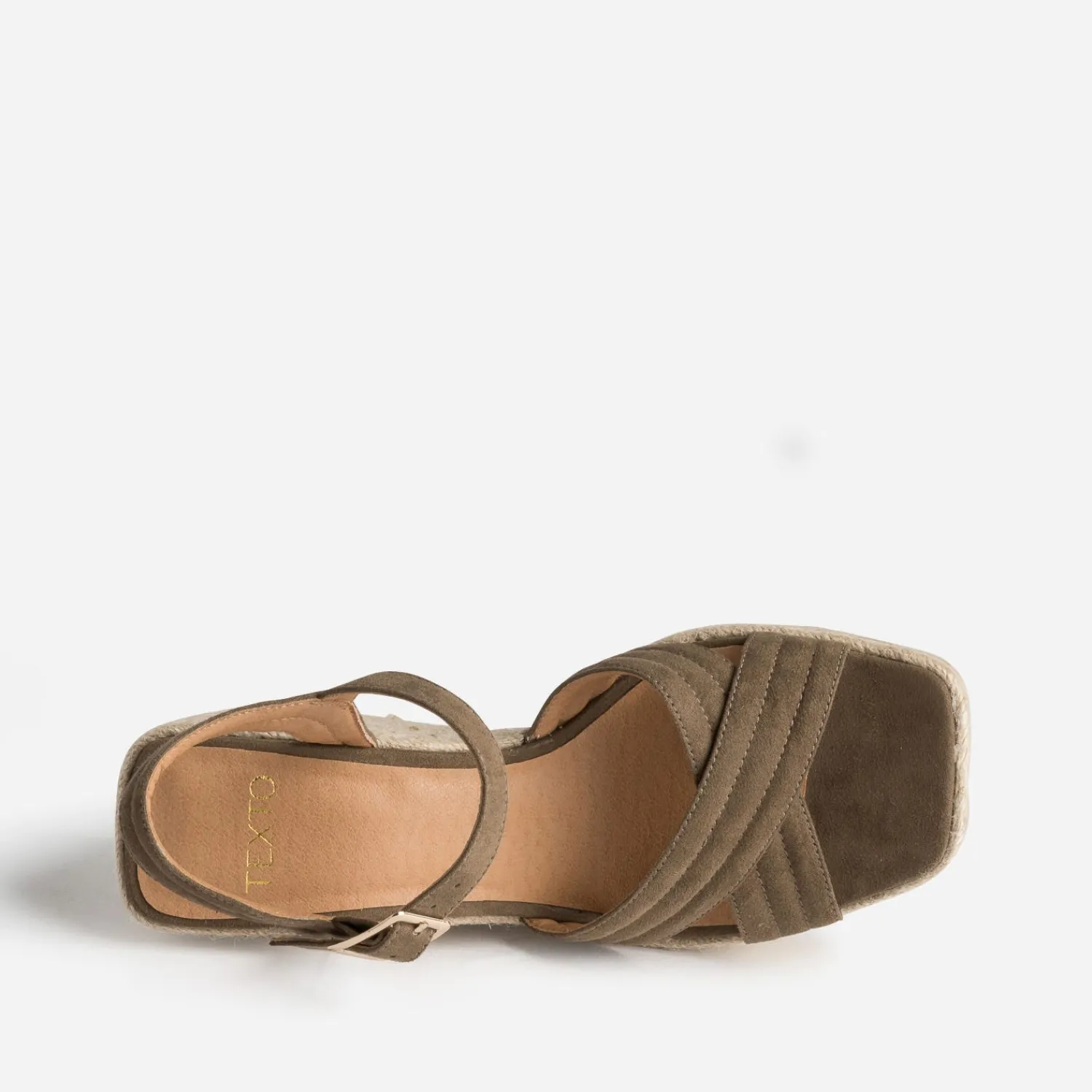 Texto Espadrilles|Sandales^Sandale compensée suédée KAKI