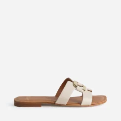 Eram Mules/Tongs|Sandales^Sandale écrue cuir et anneau ECRU