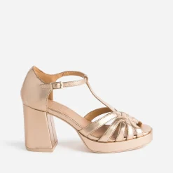 Eram Sandales^Sandale cuivrée à talon BEIGE