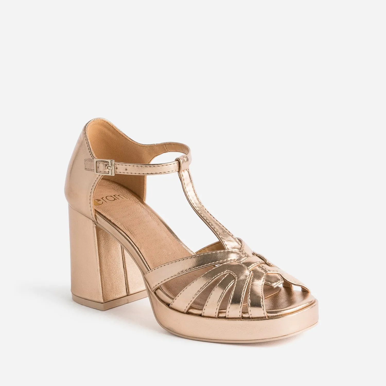 Eram Sandales^Sandale cuivrée à talon BEIGE