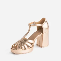 Eram Sandales^Sandale cuivrée à talon BEIGE