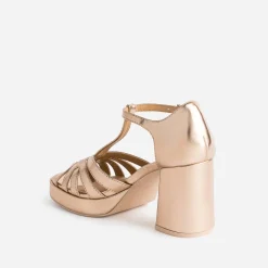 Eram Sandales^Sandale cuivrée à talon BEIGE