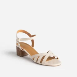 Eram Flex Sandales^Sandale beige clair en cuir verni ECRU