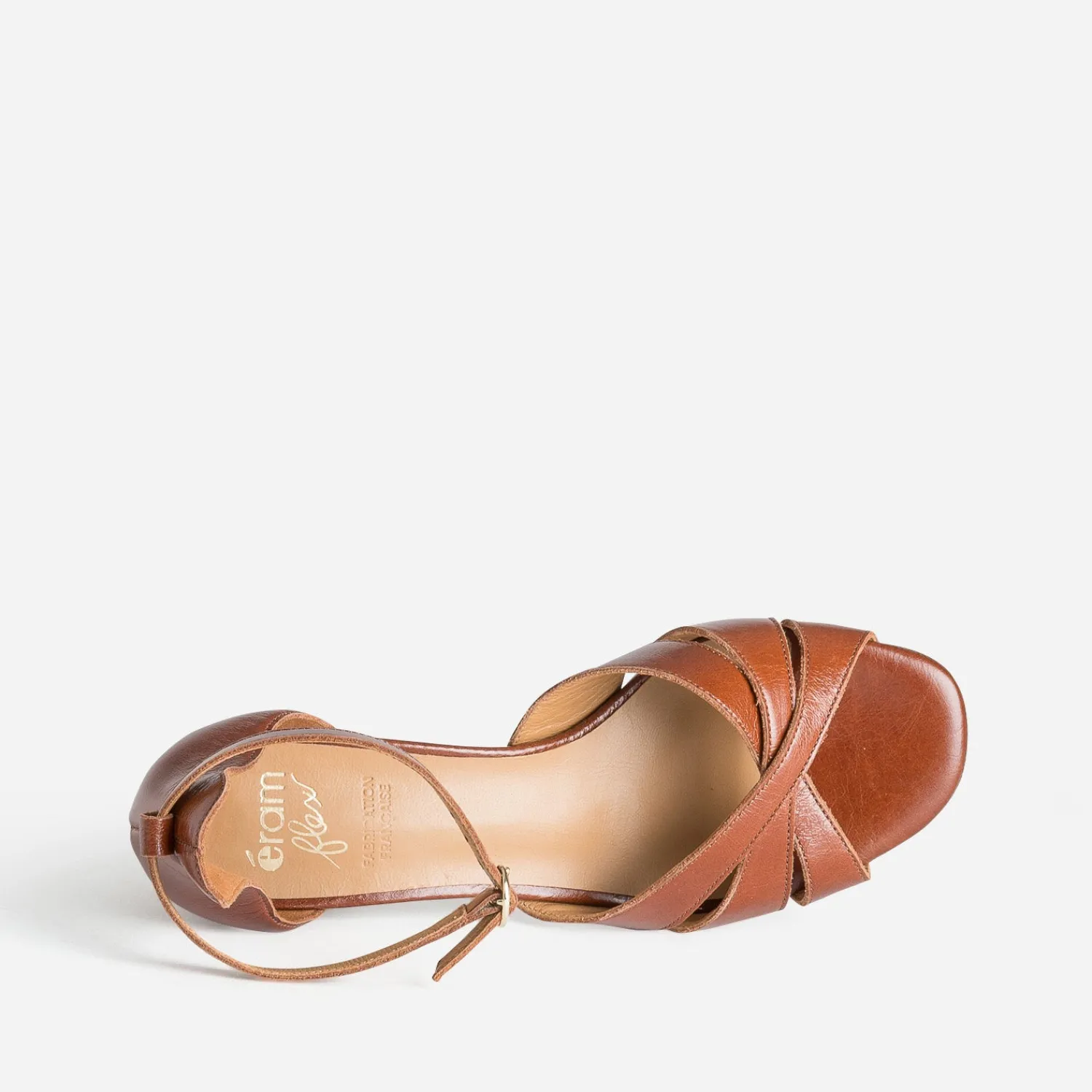 Eram Flex Sandales^Sandale cognac cuir brides croisées MARRON