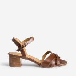 Eram Flex Sandales^Sandale marron en cuir COGNAC