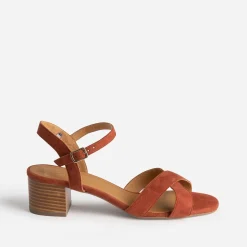 Eram Flex Sandales^Sandale terracotta en cuir velours ROUGE