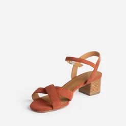 Eram Flex Sandales^Sandale terracotta en cuir velours ROUGE