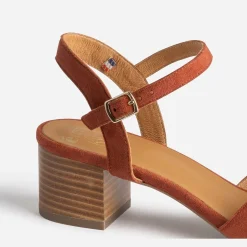Eram Flex Sandales^Sandale terracotta en cuir velours ROUGE