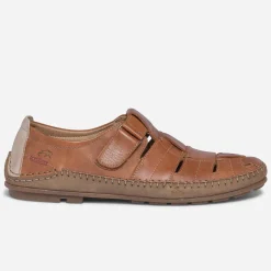 Fluchos Nu-Pieds/Sandales^Sandale fermée camel en cuir COGNAC