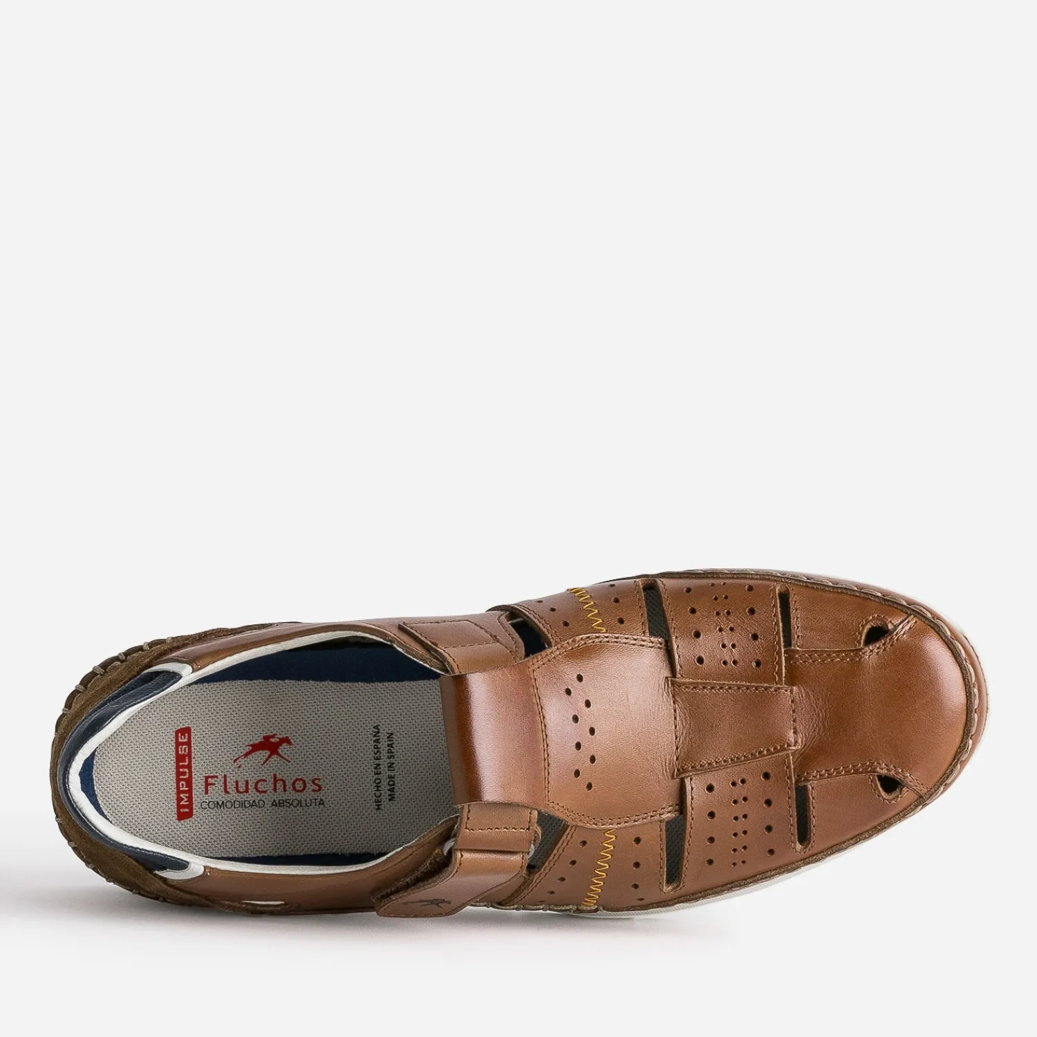 Fluchos Nu-Pieds/Sandales^Sandale en cuir COGNAC