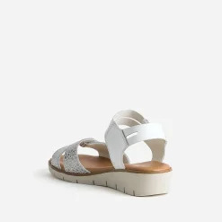 FRANCE ARNO Sandales^Sandale et argenté cuir BLANC